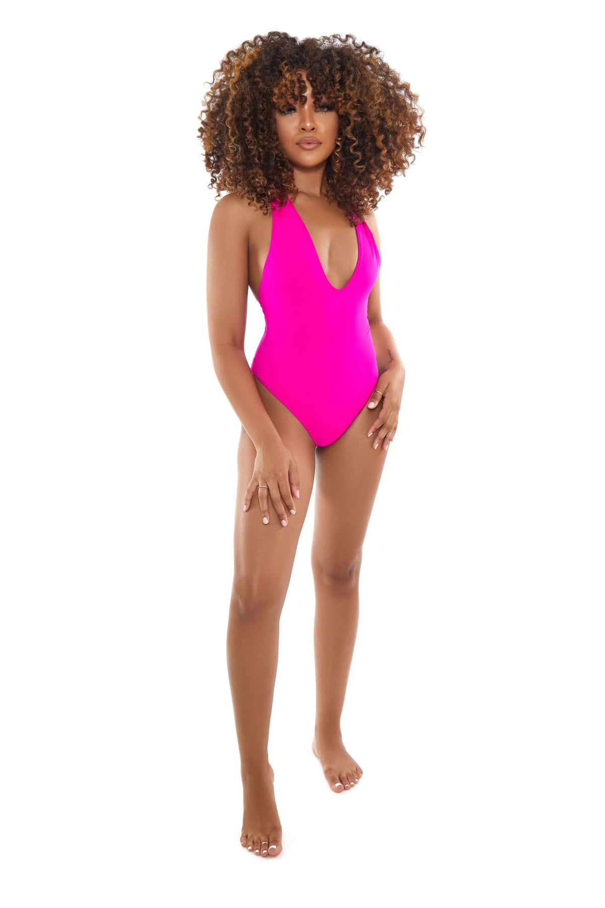 SUBRIYAH High Cut One Piece Swimsuit With Adjustable Straps - Virago Swim
