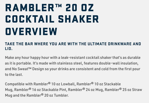 Rambler 20oz Cocktail Shaker