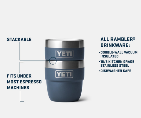 YETI Rambler 6 oz Stackable Mug, Stainless Steel, Vacuum Insulated  Espresso/Coffee Mug, 2 Pack, Navy