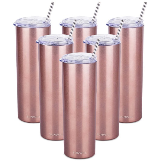 20oz Skinny Tumbler With Straw and Lid - Rose Gold – SunwillBiz