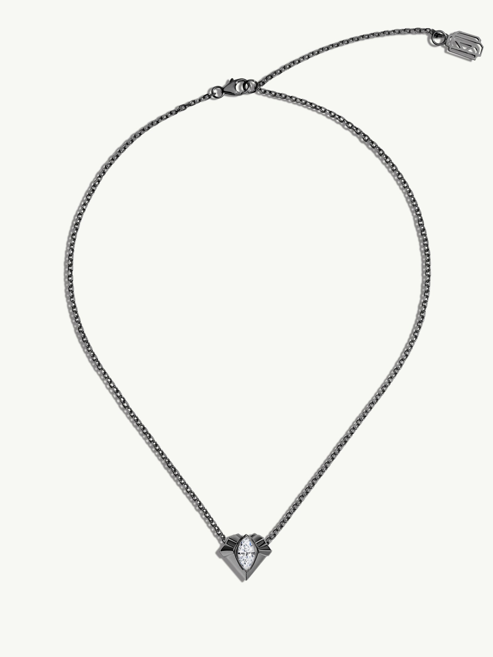 Alexandria Marquise-Cut White Diamond Pendant Necklace In 18K Black Gold