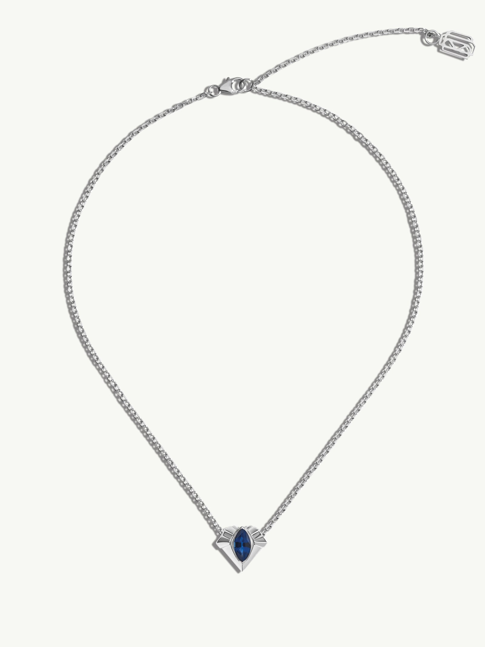 Alexandria Marquise-Cut Blue Sapphire Pendant Necklace In 18K White Gold