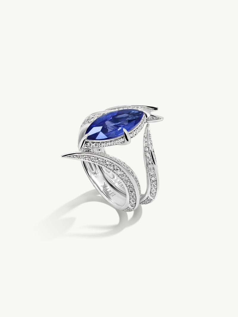 MAREI Ayla Cornflower Blue Sapphire Engagement Ring In 18K White Gold ...