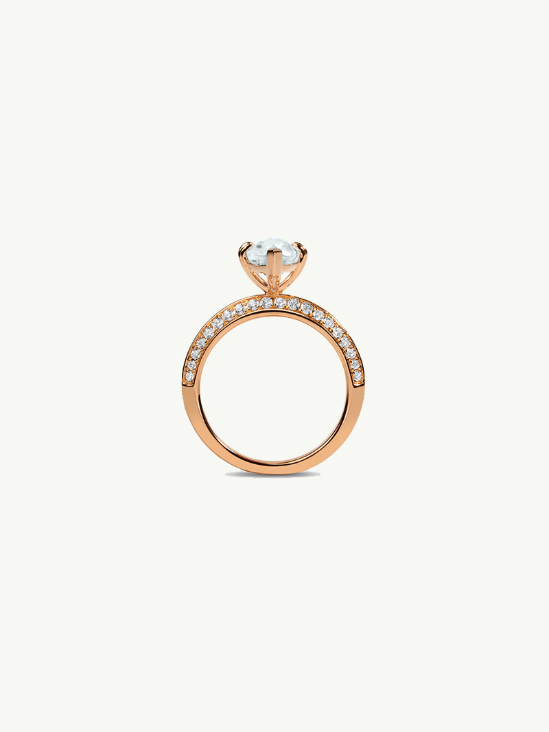 Marei Marquise-Cut White Aquamarine & Pavé White Diamond Engagement Ring In 18K Rose Gold