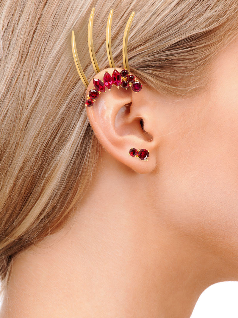 Isadora Stud Earrings with Red Garnets 