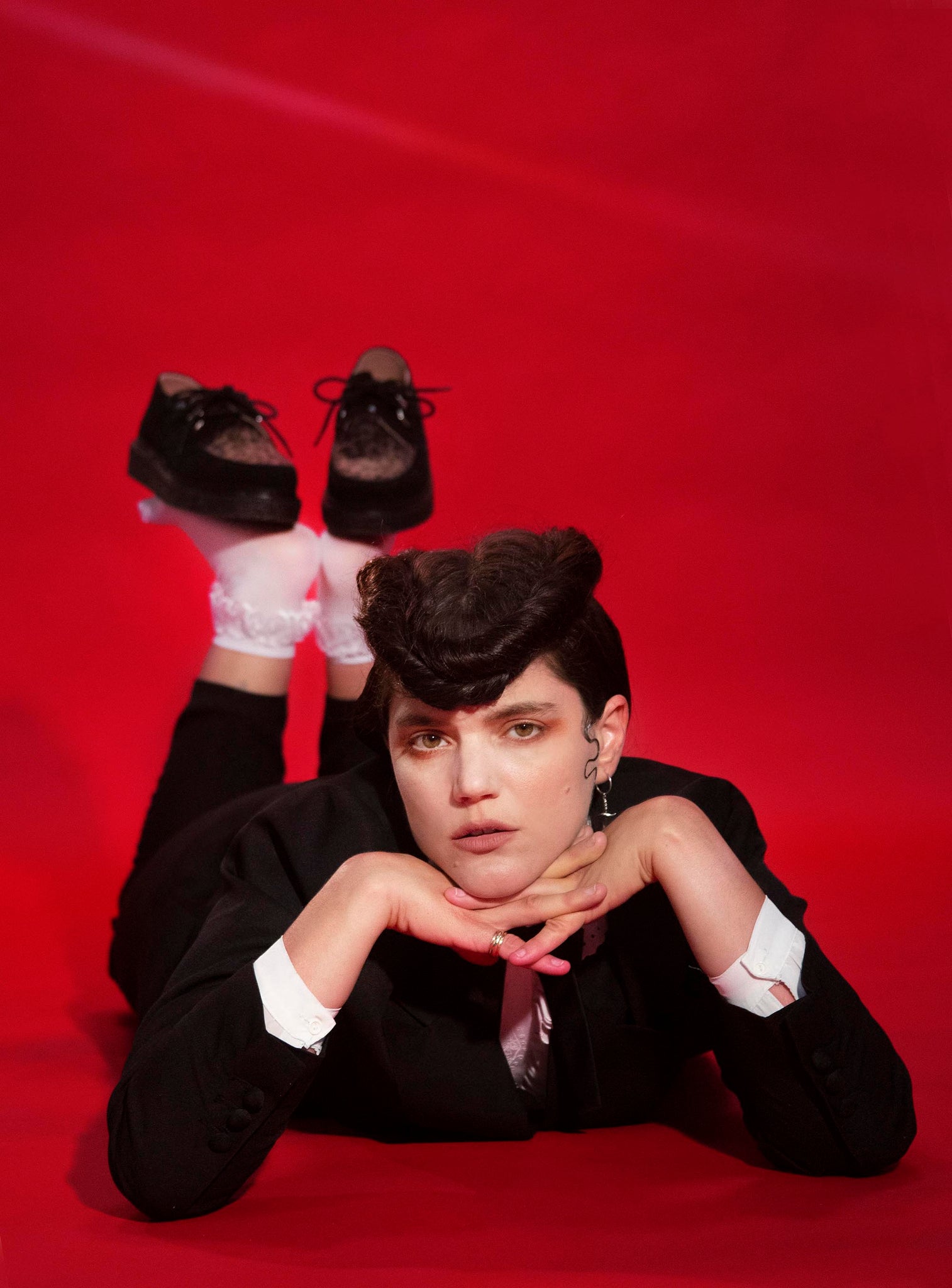 Soko, Teddy Boy. Hair and Makeup by Leticia Llesmin