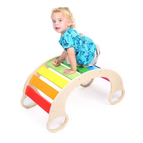 YOZZI Wooden Rainbow Rocker Kids Play Board Rocking Seesaw