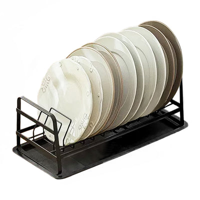 White Dish Storage Rack with Bottom Tray 