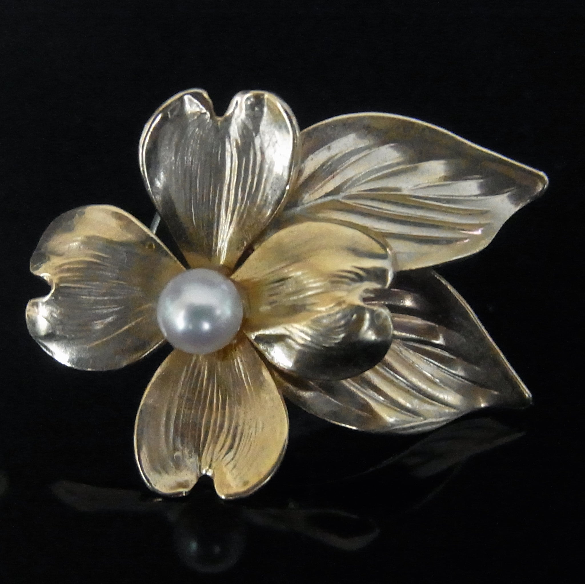 Harry S Bick Pearl 14k Gold Floral Earrings Blossom Vintage Estate HSB ...