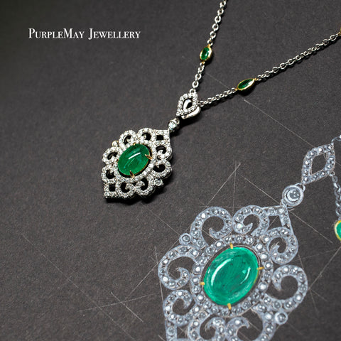 emerald stones locket