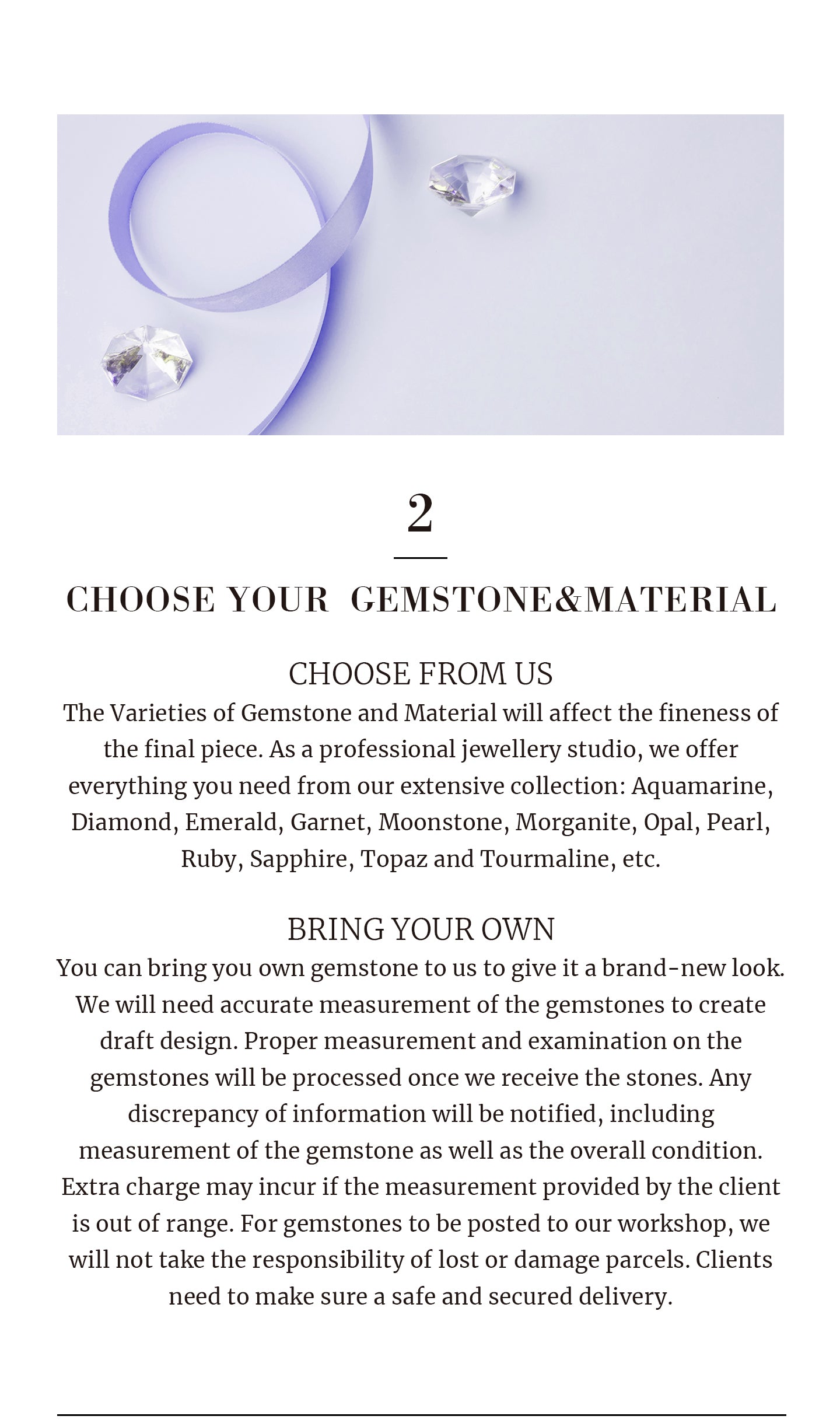 Choose gemstone and material