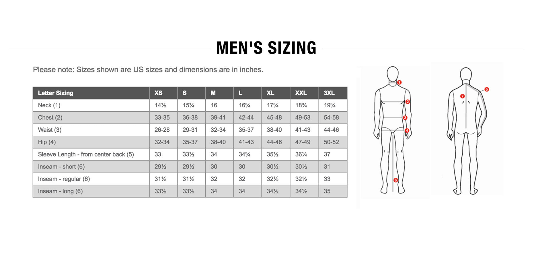 North Face Size Chart