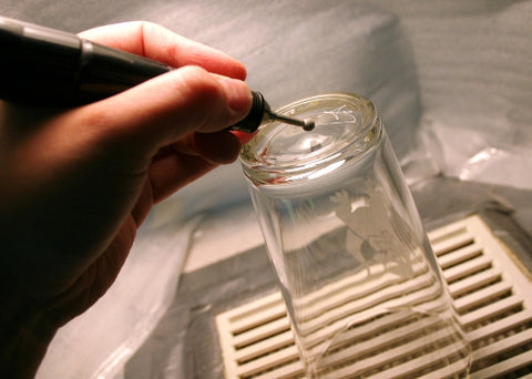 hand-engraving glass with a dental drill rotary tool