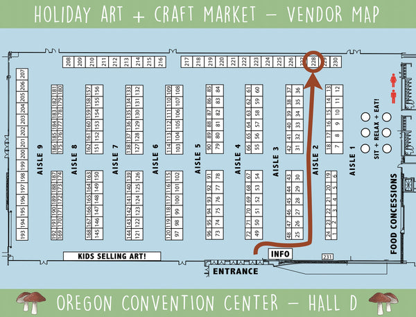 Crafty Wonderland Booth Map to number 228