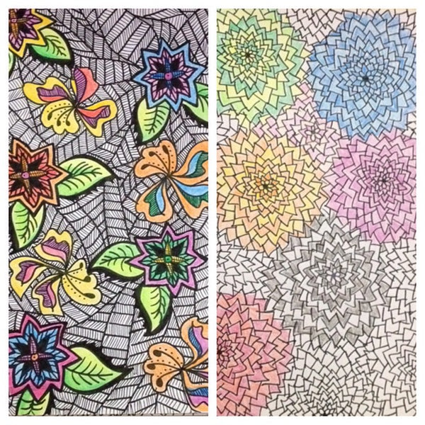 patterns and colored pencil sketches
