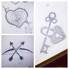 romantic heart sketches for Valentine's Day