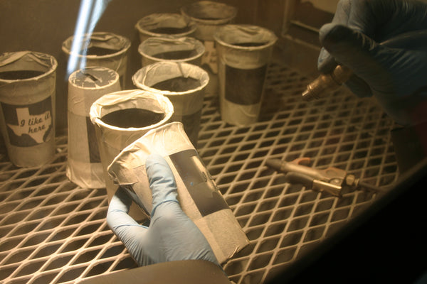 Sandblasting inside the cabinet