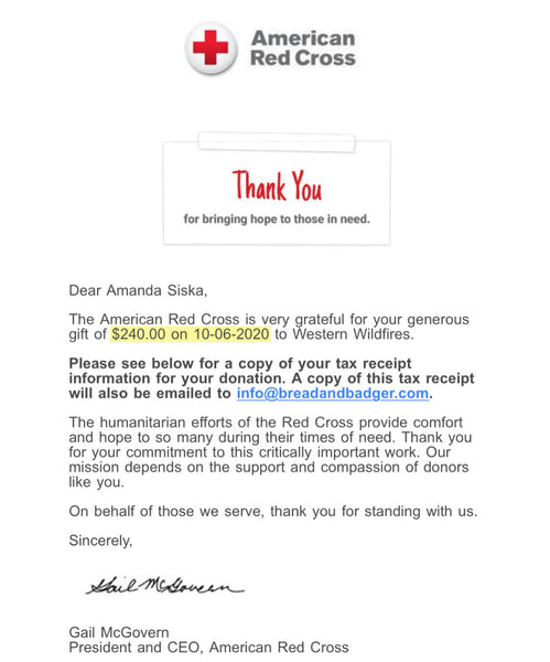 Red Cross donation receipt $240
