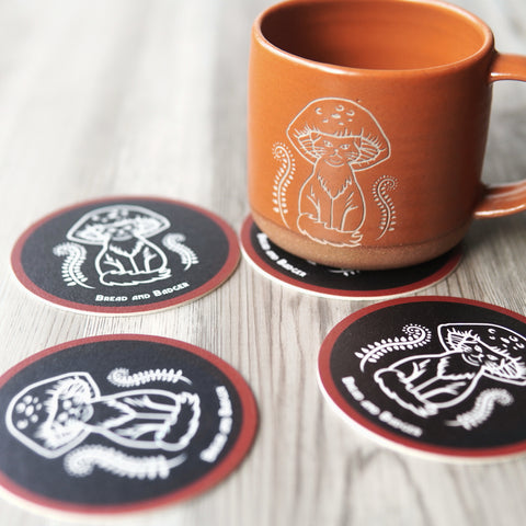 Mushroom Cats Forest Mug (with matching coasters)
