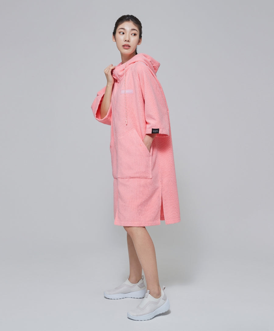 Barrel Unisex Basic Zip-Up Poncho Towel-CORAL_image2