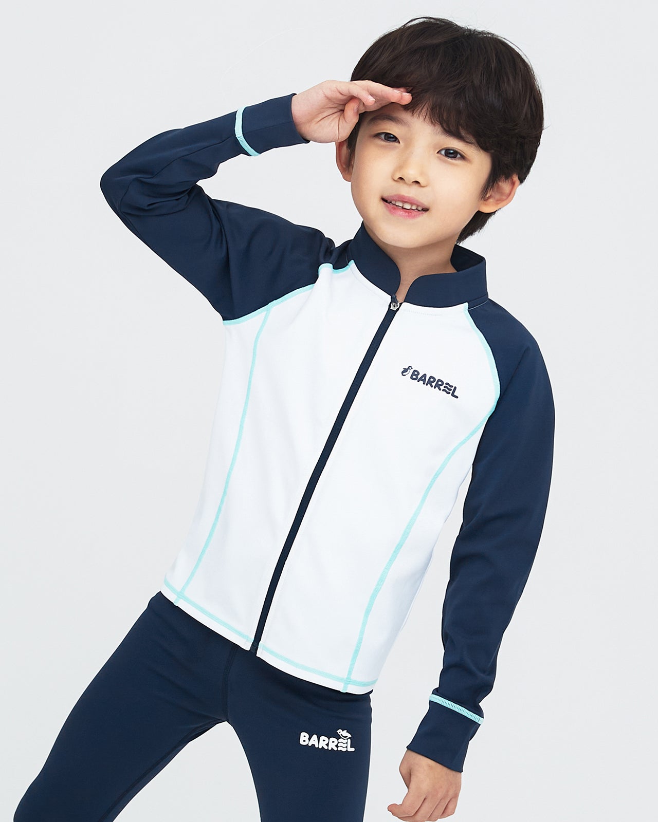 Barrel Kids Essential Zip Up Rash Guard-WHITE_image1