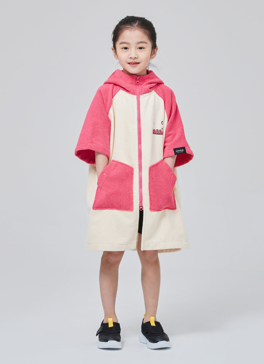 Barrel Kids Raglan Zip-Up Poncho Towel-PINK_image4