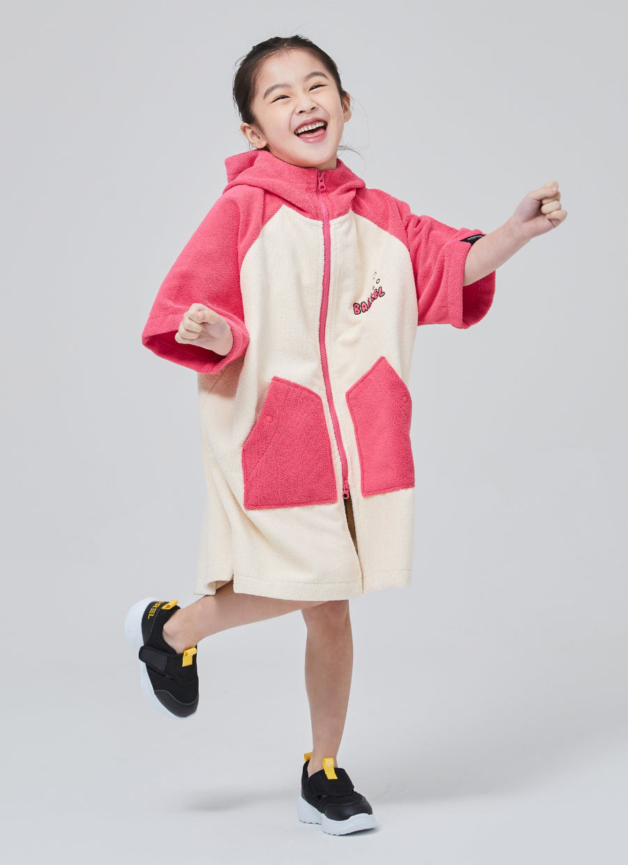 Barrel Kids Raglan Zip-Up Poncho Towel-PINK_image1