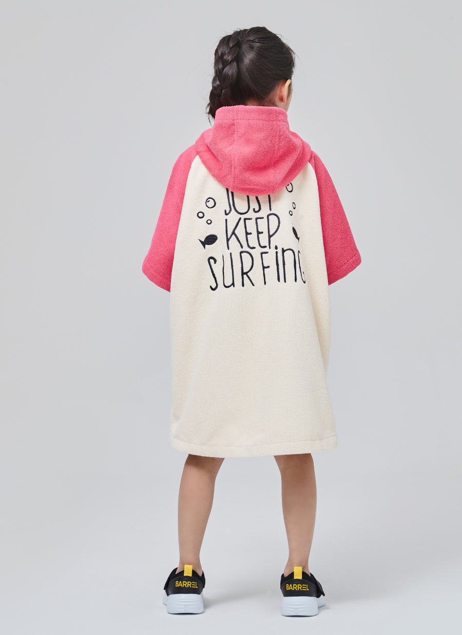 Barrel Kids Raglan Zip-Up Poncho Towel-PINK_image5