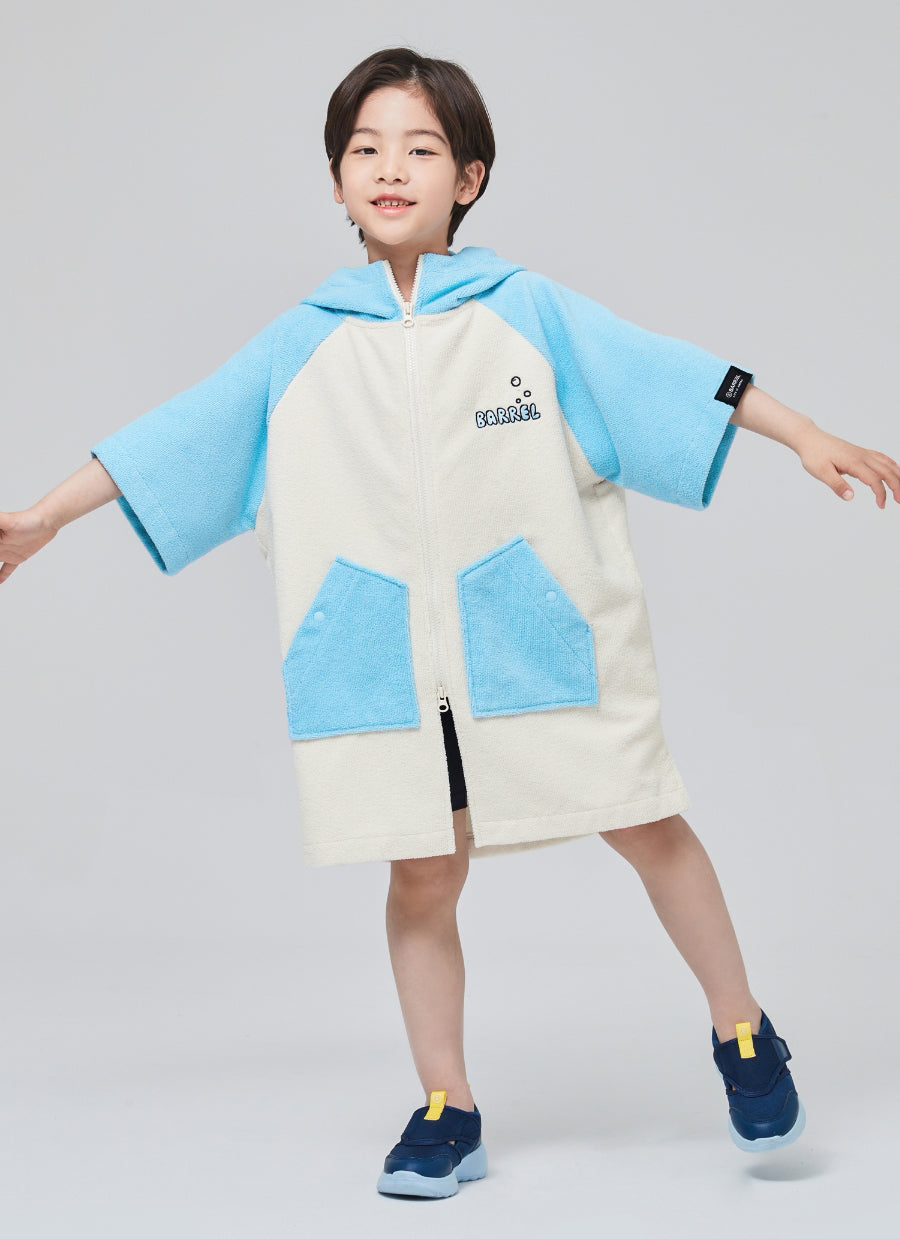 Barrel Kids Raglan Zip-Up Poncho Towel-SKYBLUE_image1