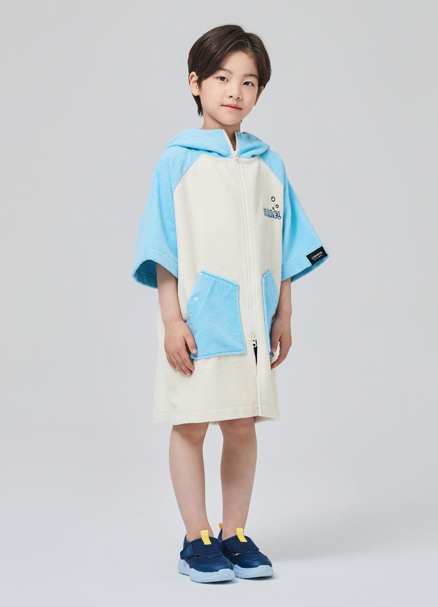 Barrel Kids Raglan Zip-Up Poncho Towel-SKYBLUE_image2