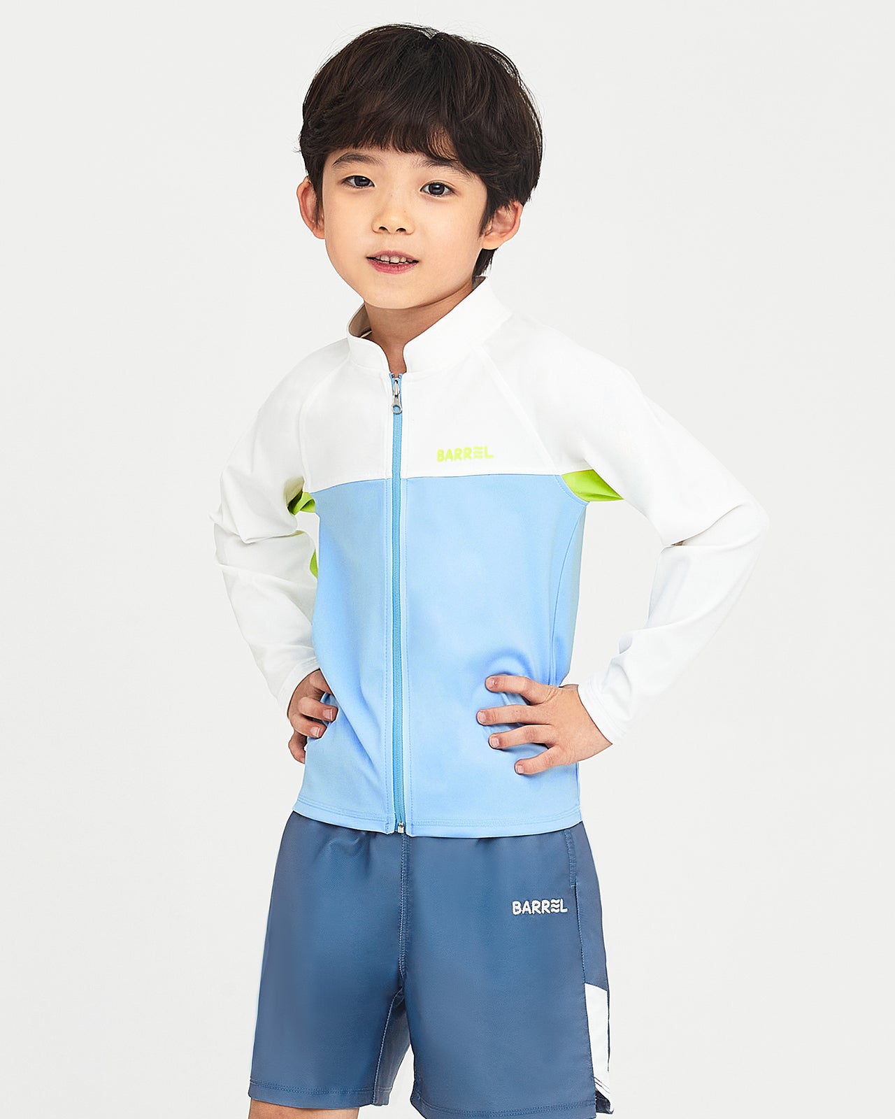 Barrel Kids Romantic Motion Zip-Up Rashguard-AQUA_image1