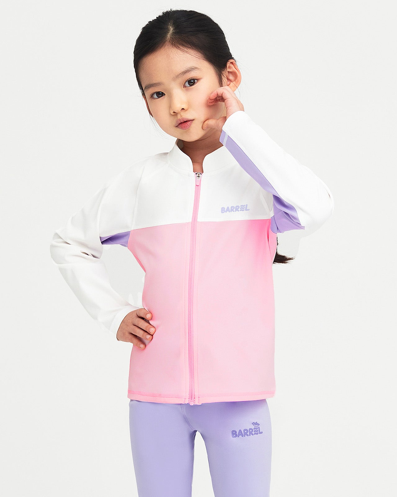 Barrel Kids Romantic Motion Zip-Up Rashguard-PINK_image1