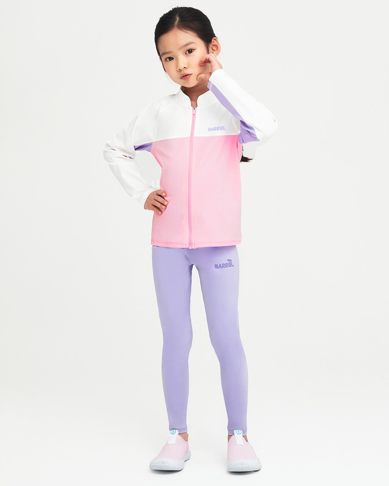 Barrel Kids Romantic Motion Zip-Up Rashguard-PINK_image3