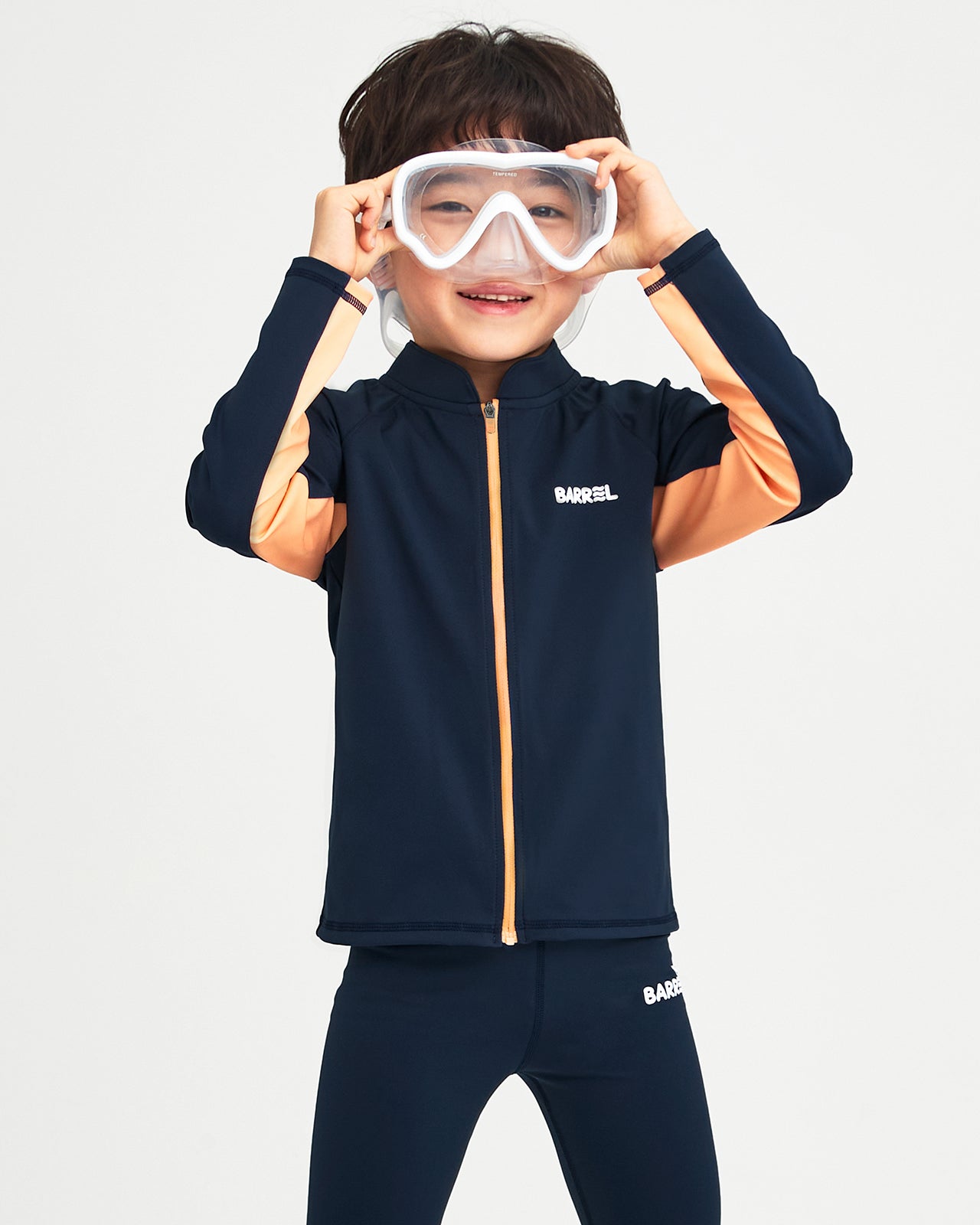 Barrel Kids Tropical Zip-Up Rash Guard-NAVY_image1