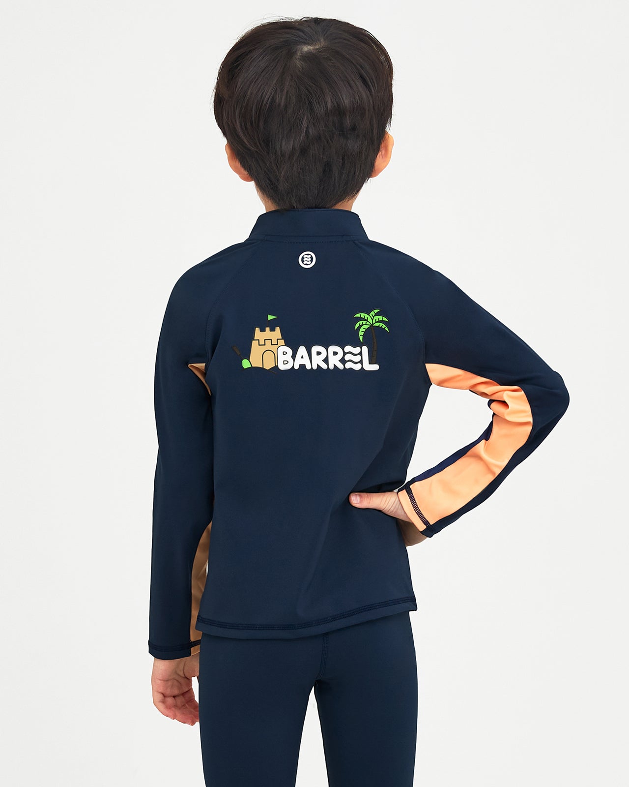 Barrel Kids Tropical Zip-Up Rash Guard-NAVY_image2