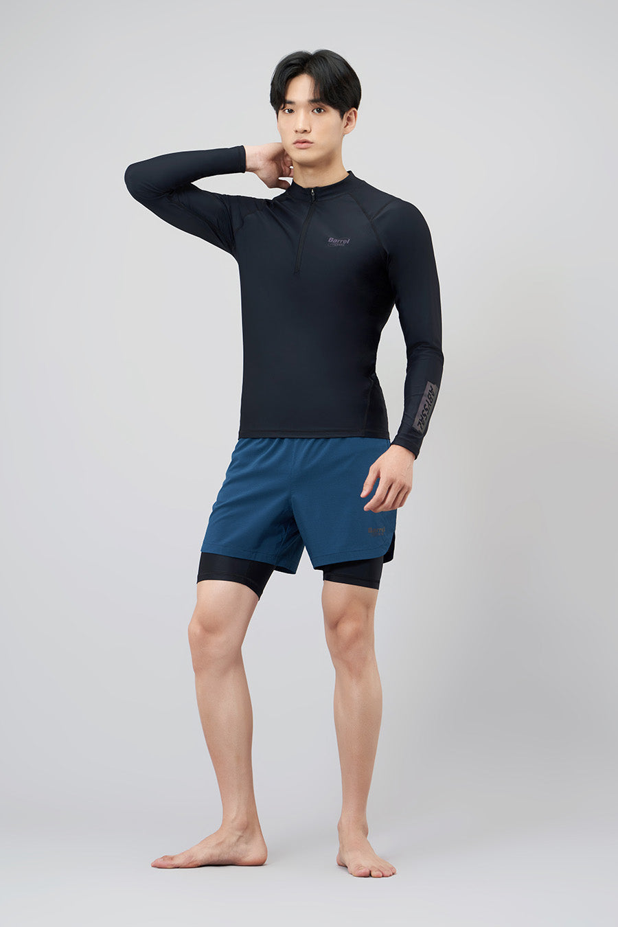 Barrel Mens Abyssal Half ZipUp Rashguard-BLACK_image6