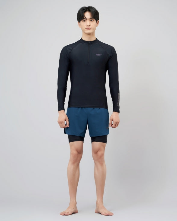 Barrel Mens Abyssal Half ZipUp Rashguard-BLACK_image5