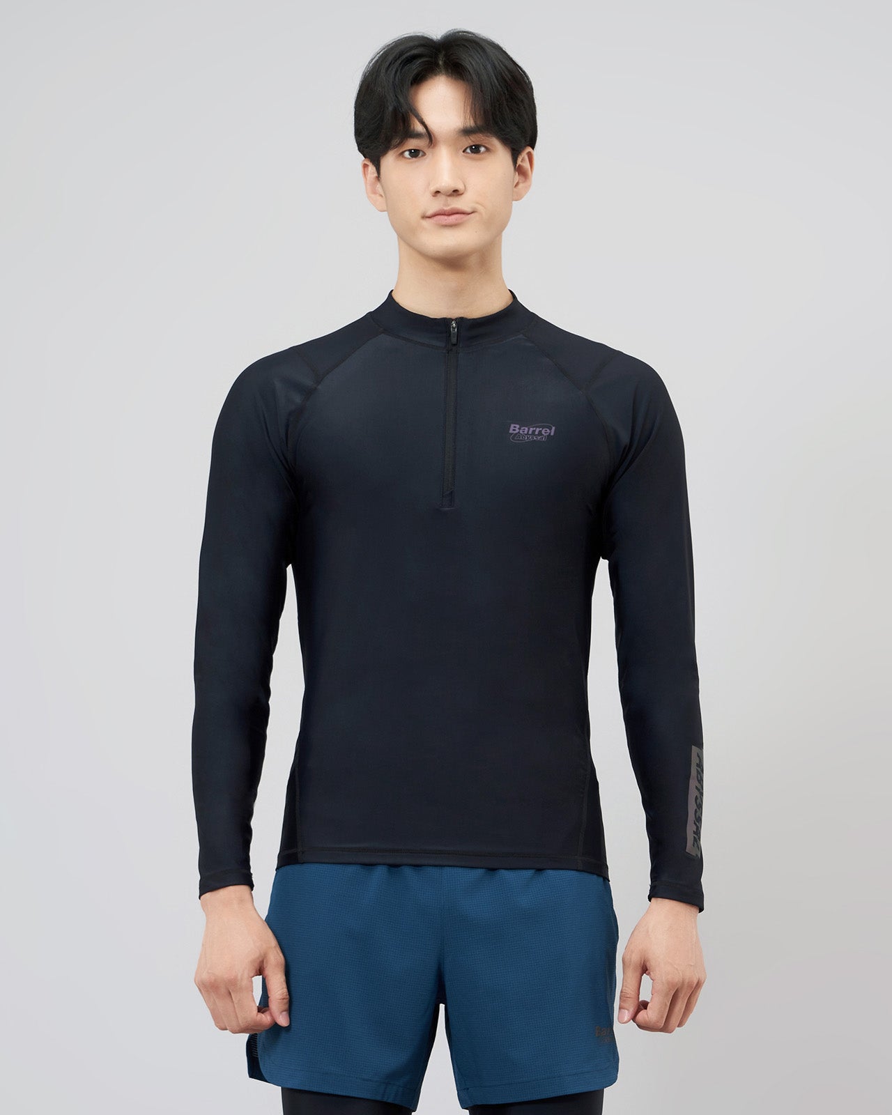 Barrel Mens Abyssal ZipUp Rashguard-BLACK_image1