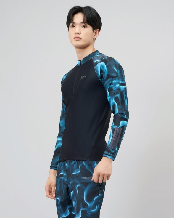 Barrel Mens Abyssal ZipUp Rashguard-SMOKE_image7