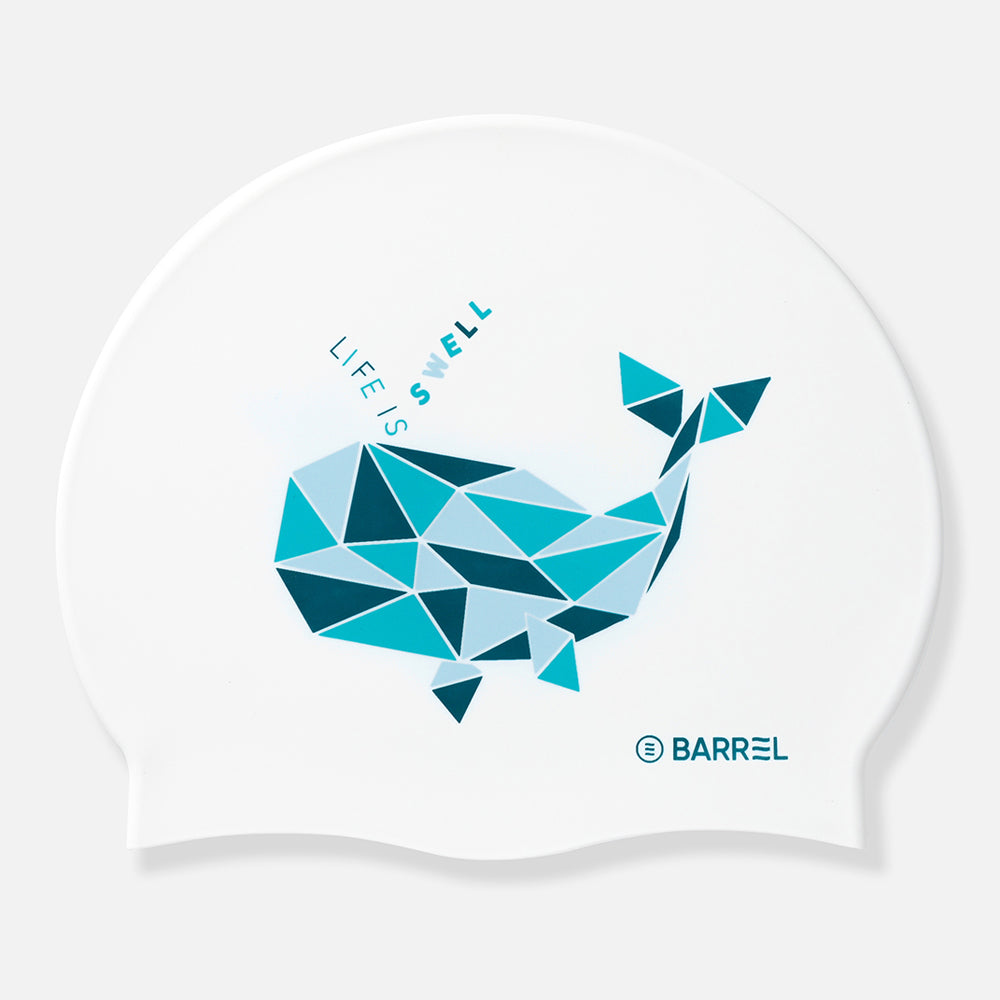Barrel Piece Whale Silicone Swim Cap-WHITE_image2