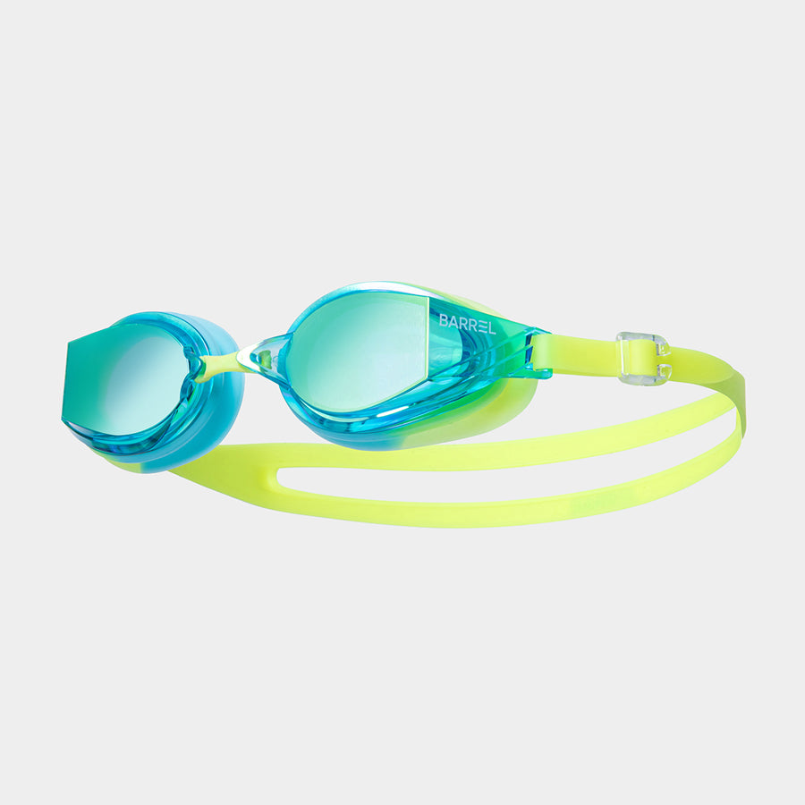 Barrel Prism Mirror Swim Goggles-AQUA/YELLOW_image1