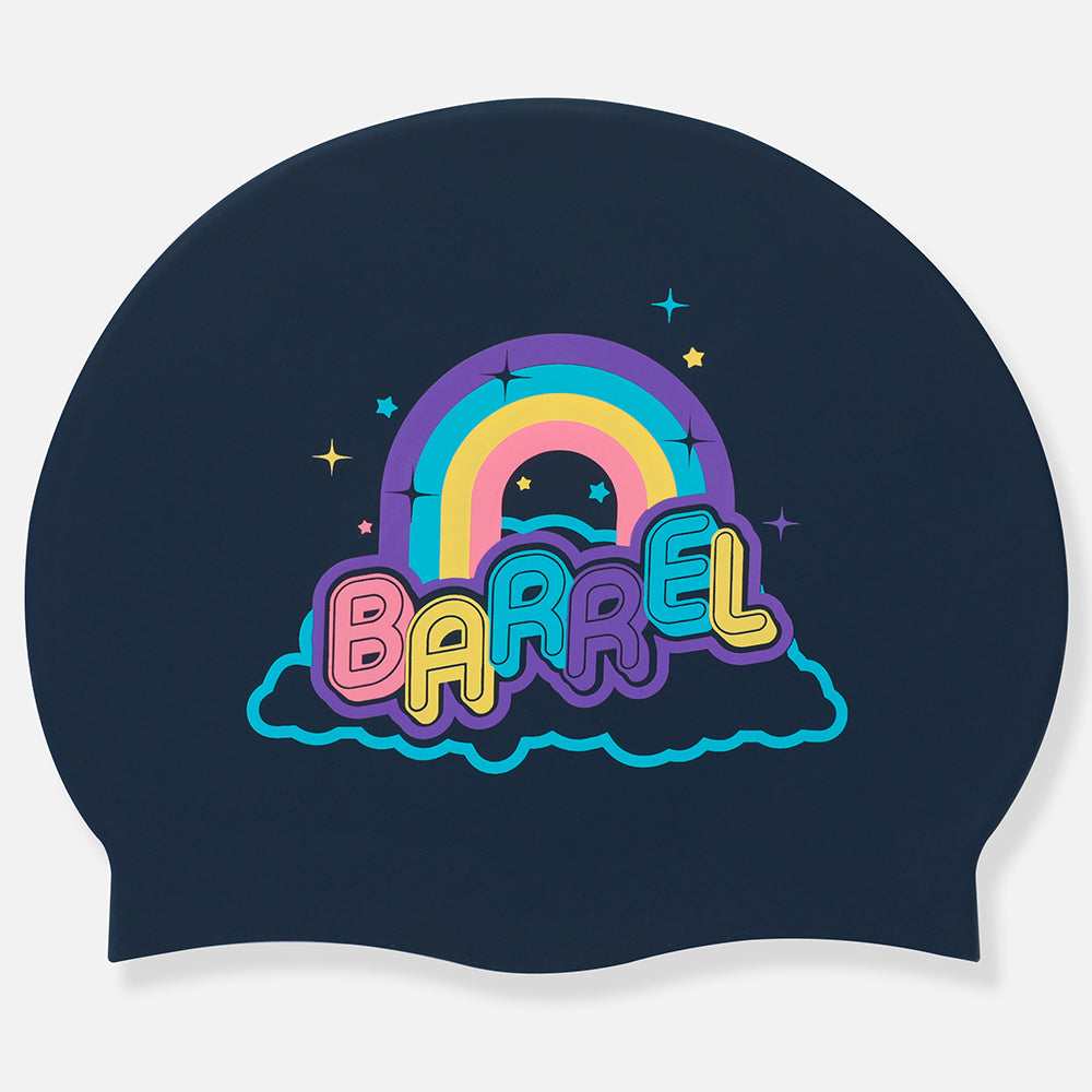 Barrel Rainbow Silicone Swim Cap-NAVY_image1