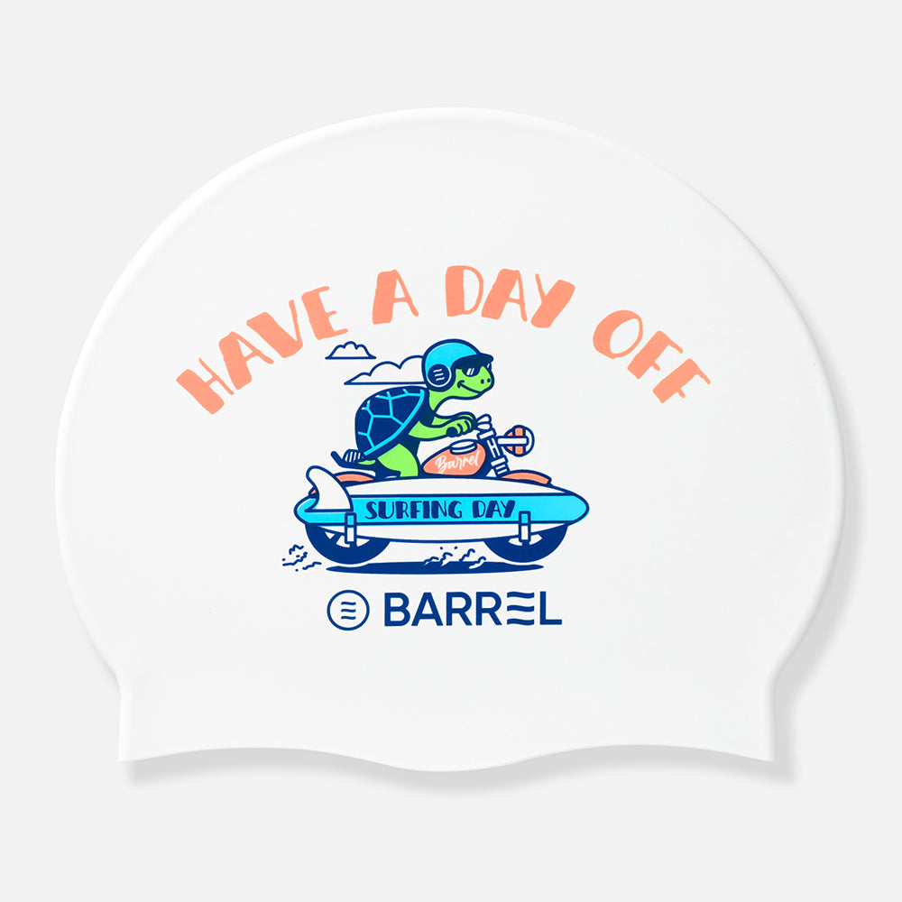 Barrel Riding Turtle Silicone Swim Cap-WHITE_image1