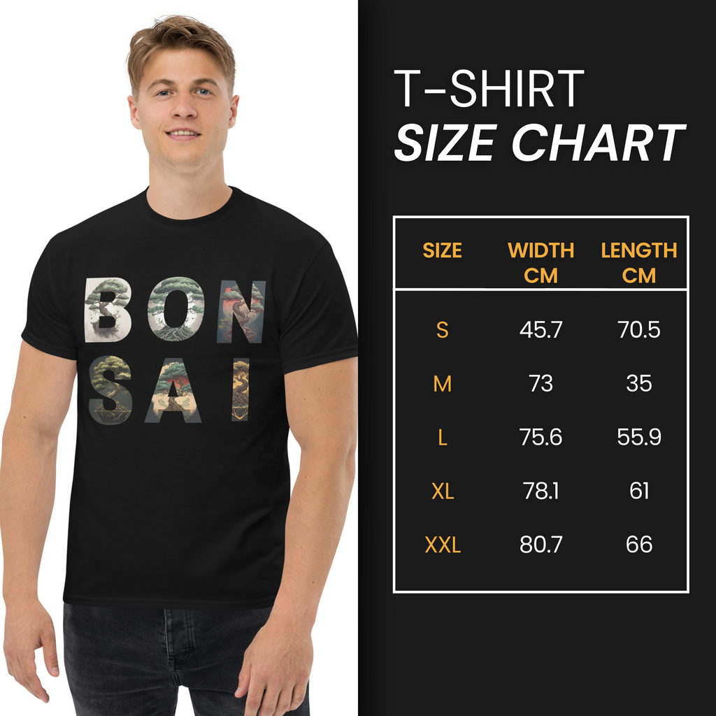 bonsai t-shirt size chart