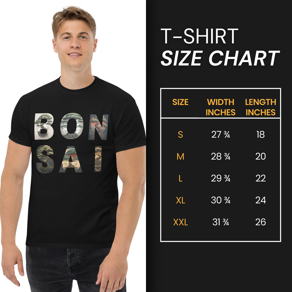 bonsai tshirt size chart