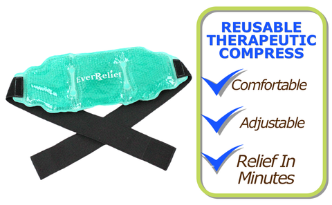 Ice Pack for Back Pain Relief with Elastic Strap by EverRelief - Hot or Cold Reusable Gel Bead Back Therapy Wrap Supports Pain, Swelling & Soreness from Injuries, Joint pain or Muscle Stiffness