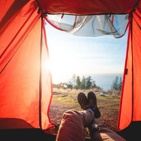 Camping in a tent