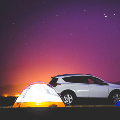 Camping in a tent