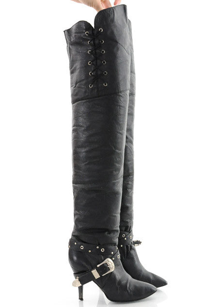 biker knee high boots