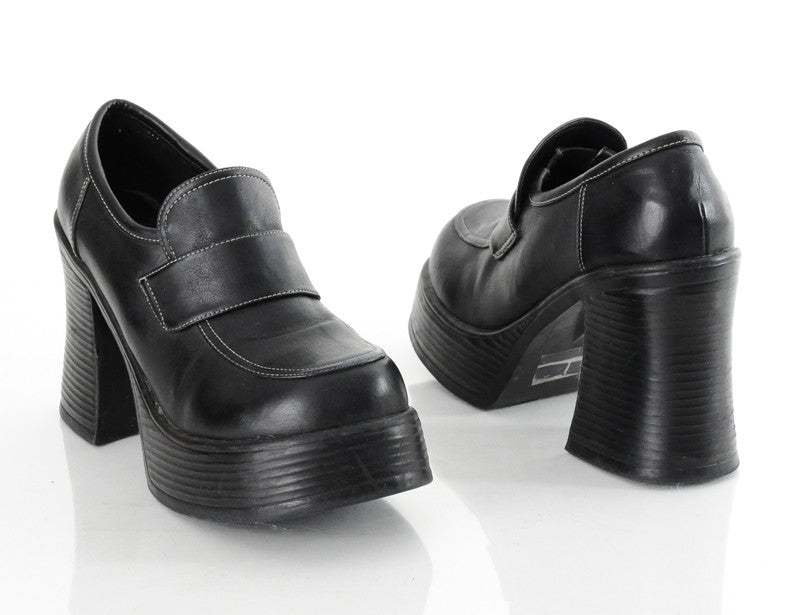90s Black Towering Platform Ankle Boots 
